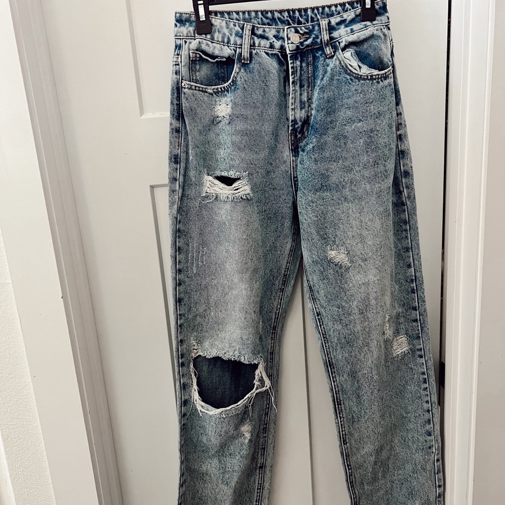 Distressed Blue Mom Jeans